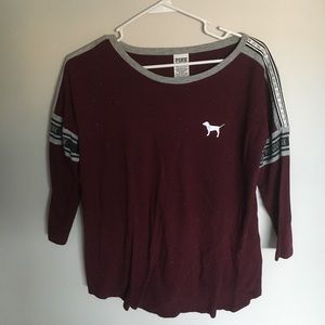 Pink Quarter Sleeve Burgundy Top